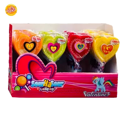 خرید عمده آبنبات چوبی طرح قلب رنگی _پخش شی پف