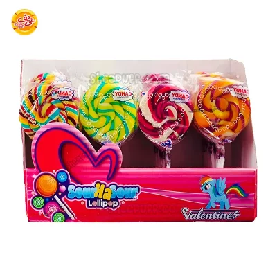 خرید عمده آبنبات چوبی طرح گرد رنگین _پخش شی پف
